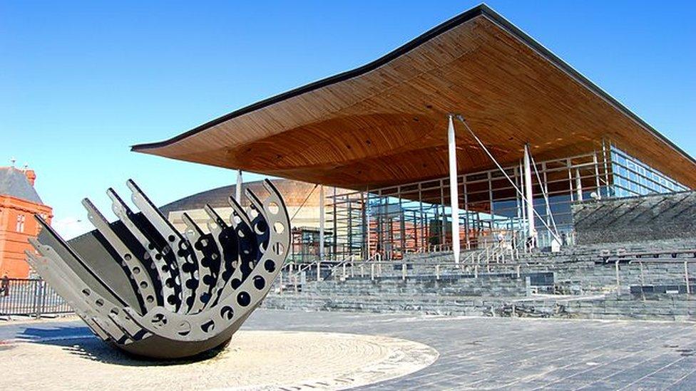 Senedd building in Cardiff Bay