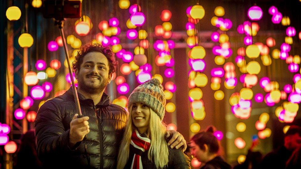 Couple looking at the lights