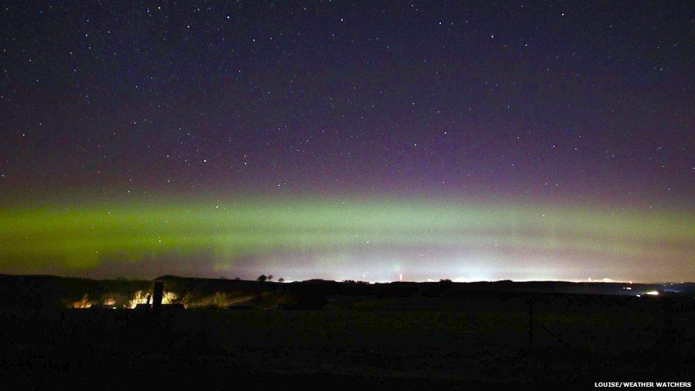 Green glow from Northern Lights