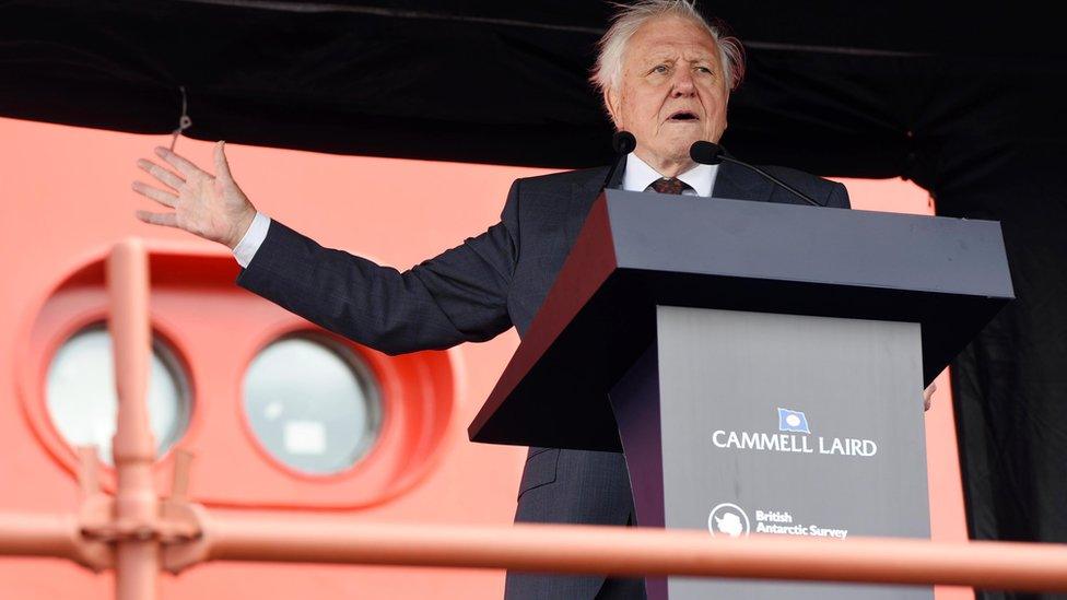 David Attenborough at the unveiling of the vessel.