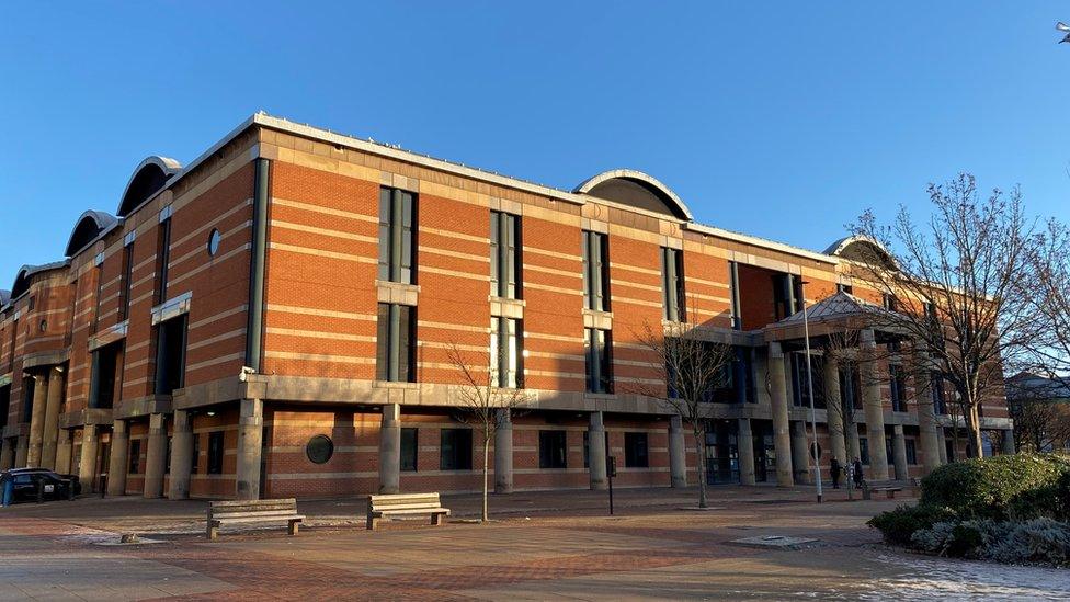 Teesside Crown Court, a large redbrick building with tall thin windows