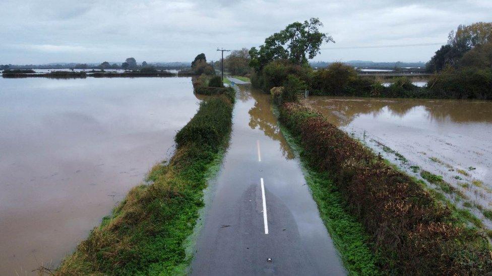 Flooding on roads outside Holme