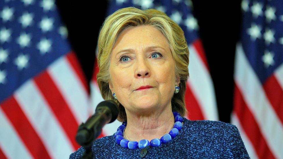 Hillary Clinton holds an unscheduled news conference to talk about FBI inquiries into her emails after a campaign rally in Des Moines, Iowa - 28 October 2016