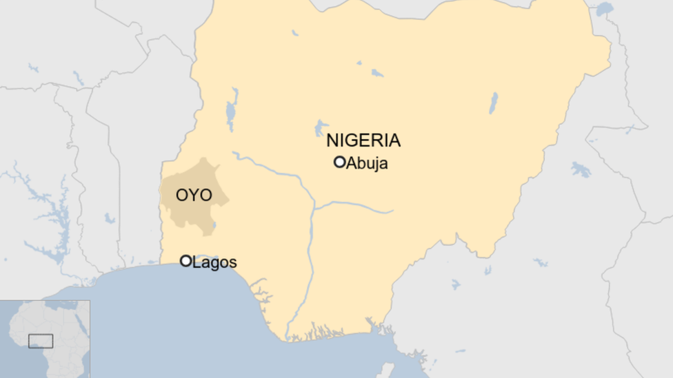 Map showing location of Oyo