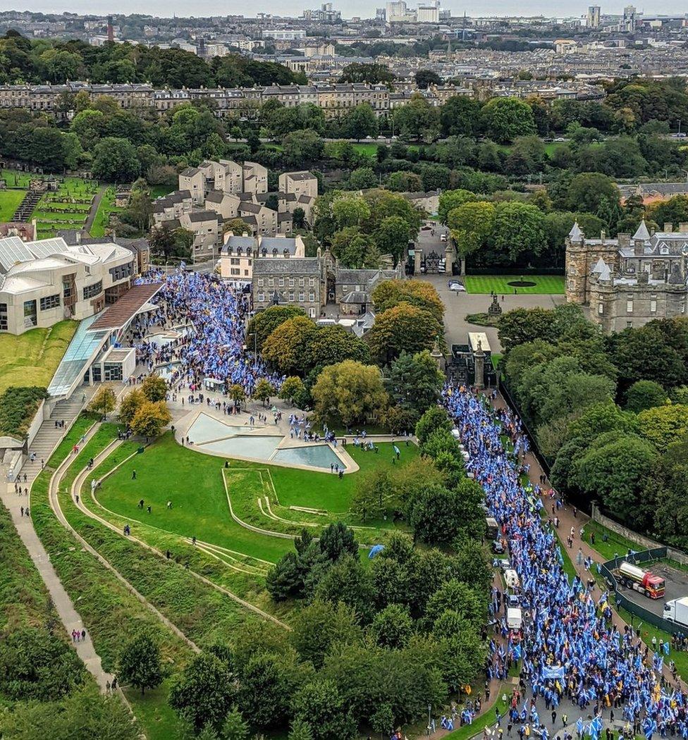 The marchers are walking from Holyrood Park to a rally in The Meadows