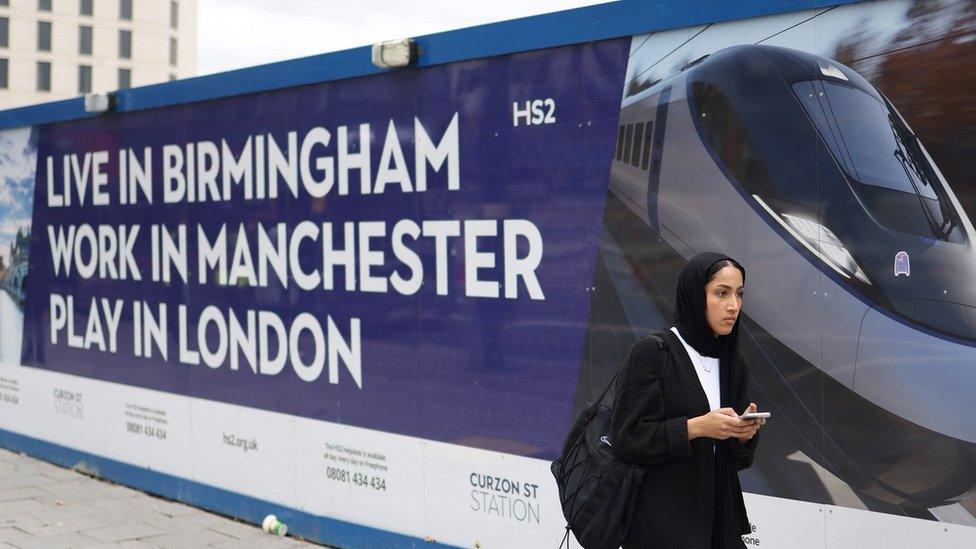 A billboard advertising HS2