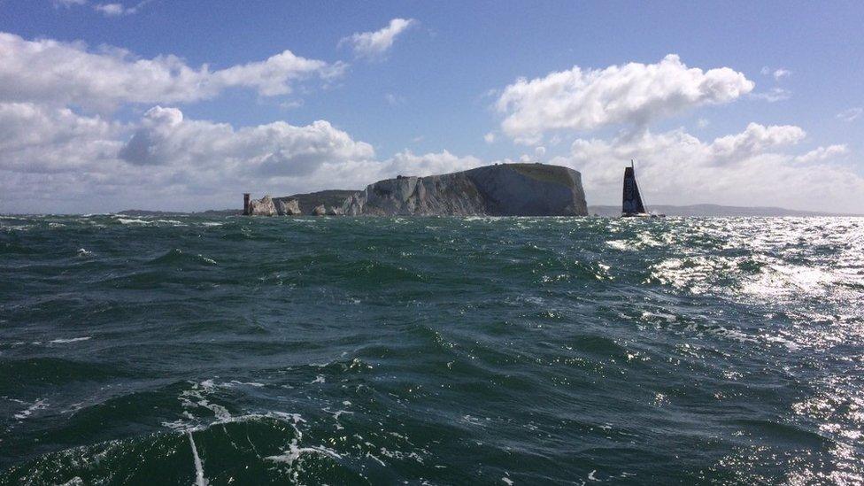 View of the Needles during the Round the Island Race