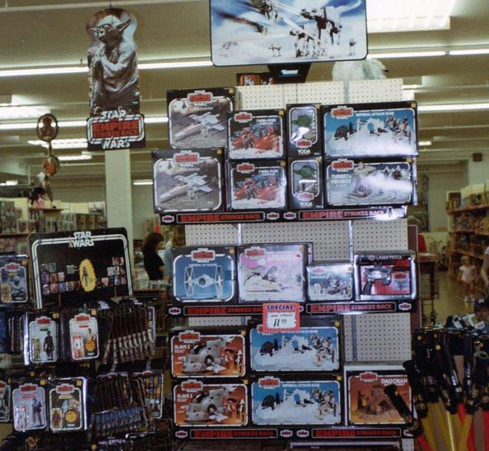 Toys on shelves