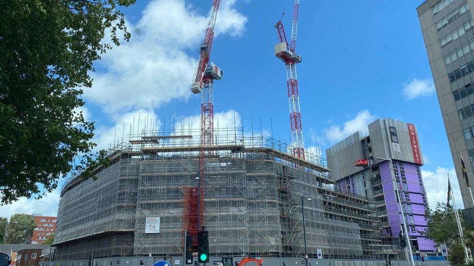 student flats under construction in Swansea