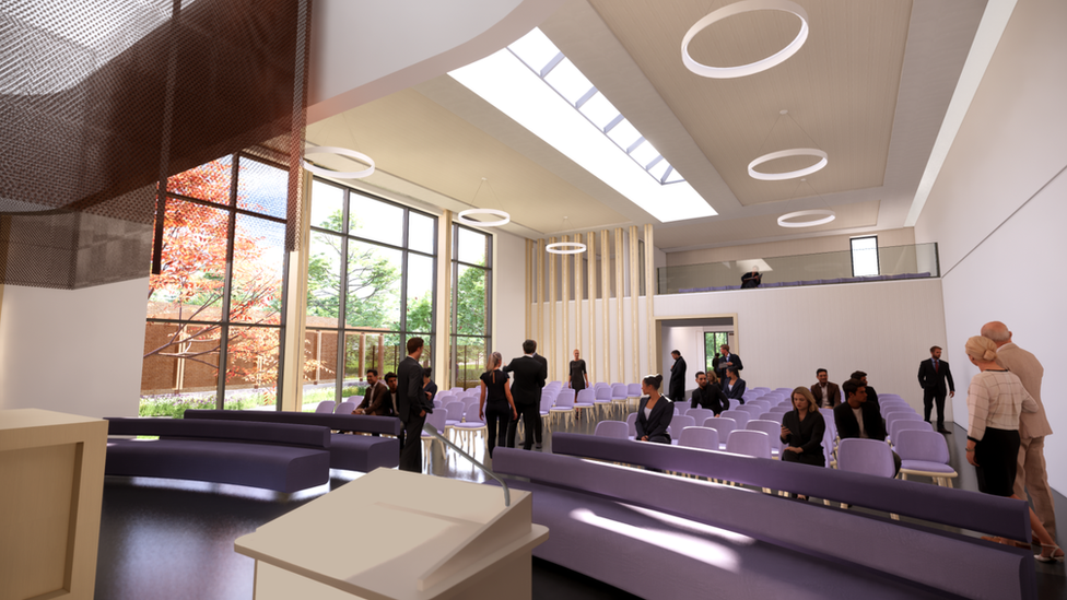 An artist's impression of a ceremony room in the new crematorium at Roselawn