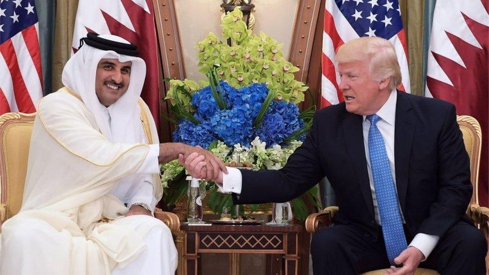 Qatar's Emir Sheikh Tamim bin Hamad Al Thani (left) and Donald Trump (21/05/17)