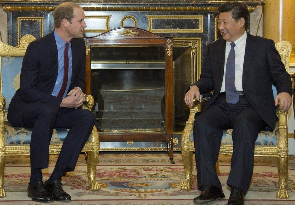 Prince William meets China's President Xi Jinping at Buckingham Palace