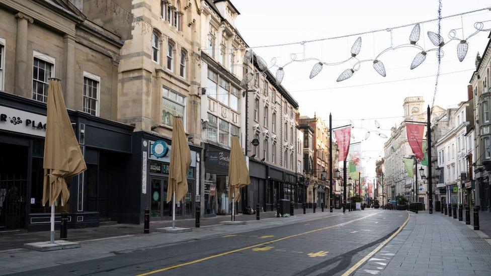 Cardiff city centre during the firebreak lockdown