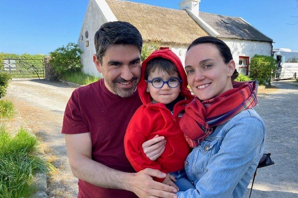 Katie Rowan with husband Massimo and son Charlie