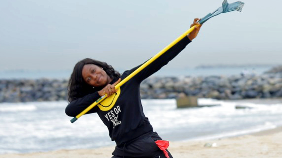 Doyinsola Ogunye on a beach in Lagos, Nigeria