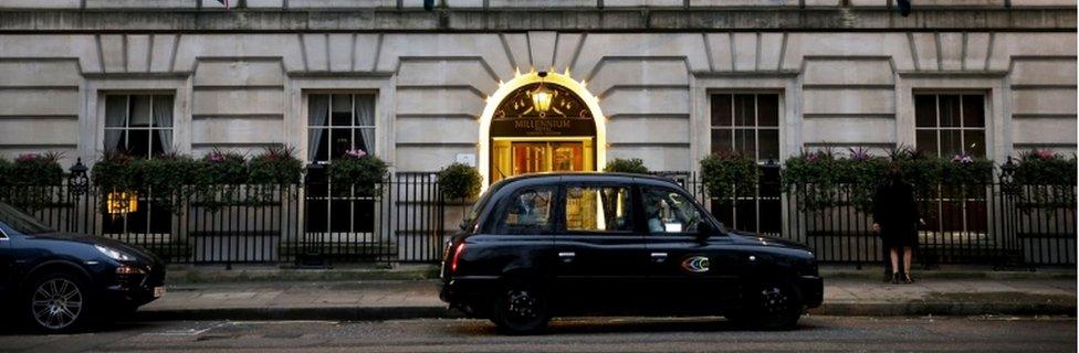 Taxi outside Millennium Hotel