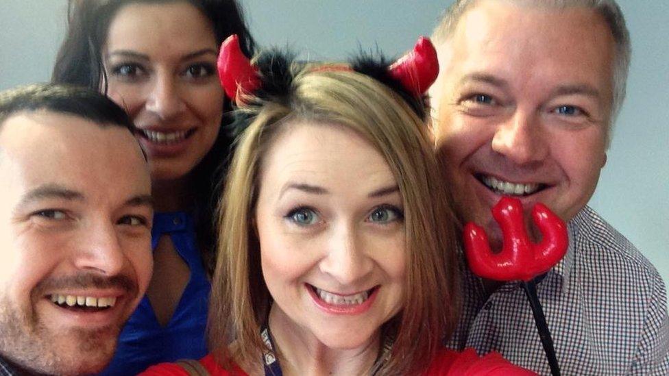 Rowena Kincaid with some of the BBC Wales weather team