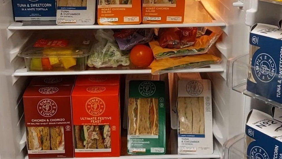 Sandwiches in a fridge