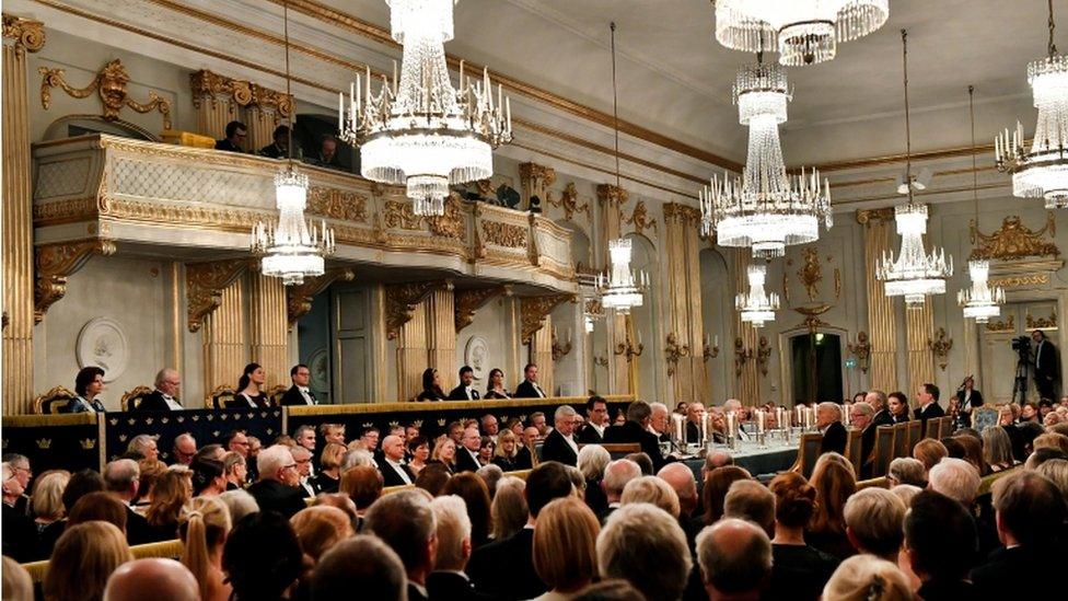 A general view of the Swedish Academy's annual meeting at the Old Stock Exchange building in Stockholm, Sweden on 20 December, 2017.