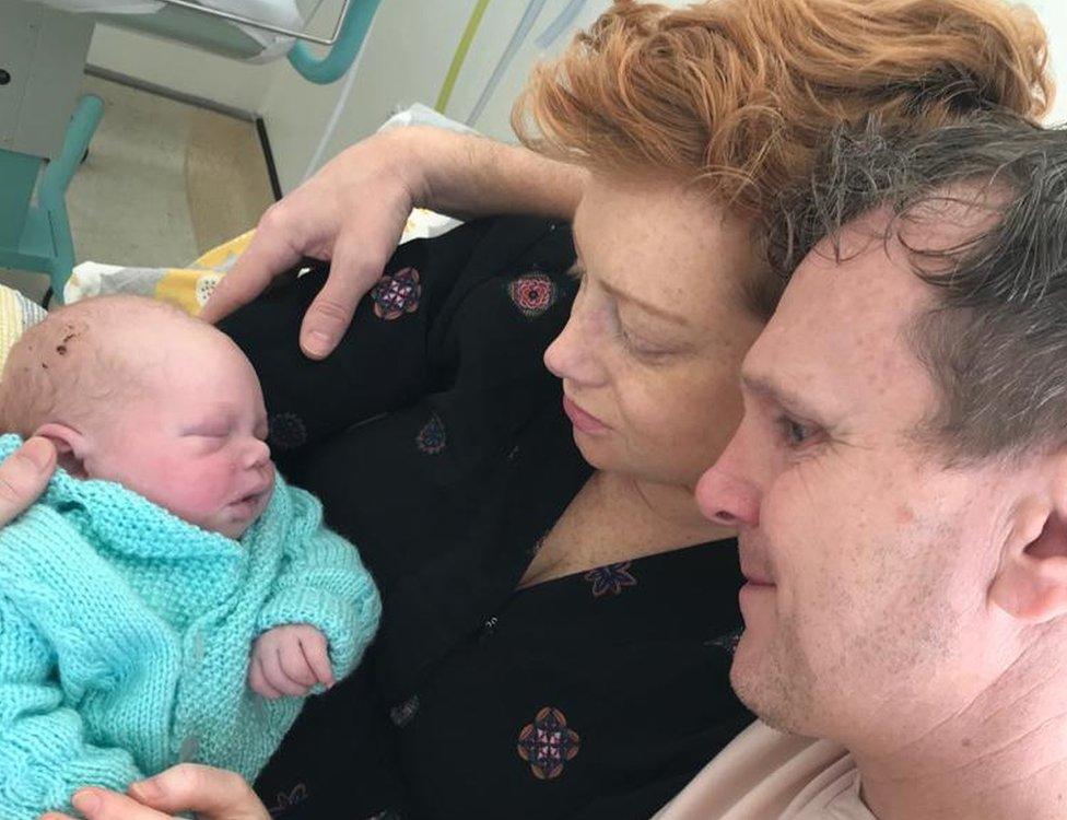 Eileen McCarthy and Noel German with Walter in the hospital