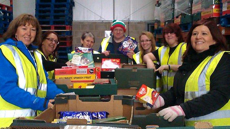 FareShare Cymru volunteers sorting food