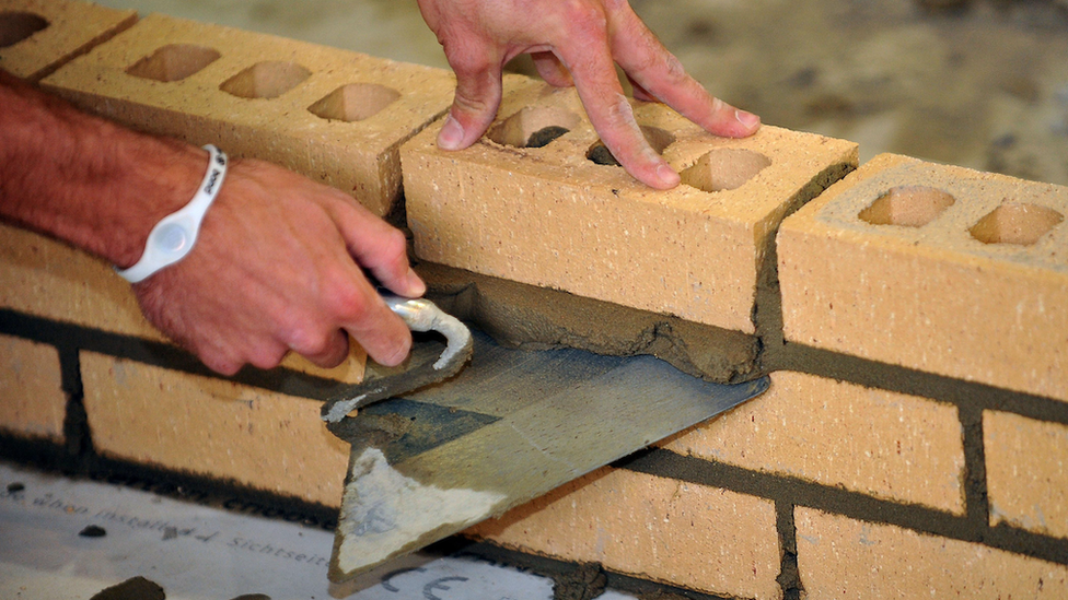 Bricks being laid