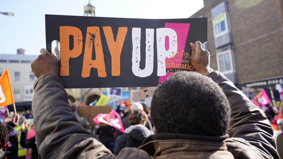 Striking teachers protesting