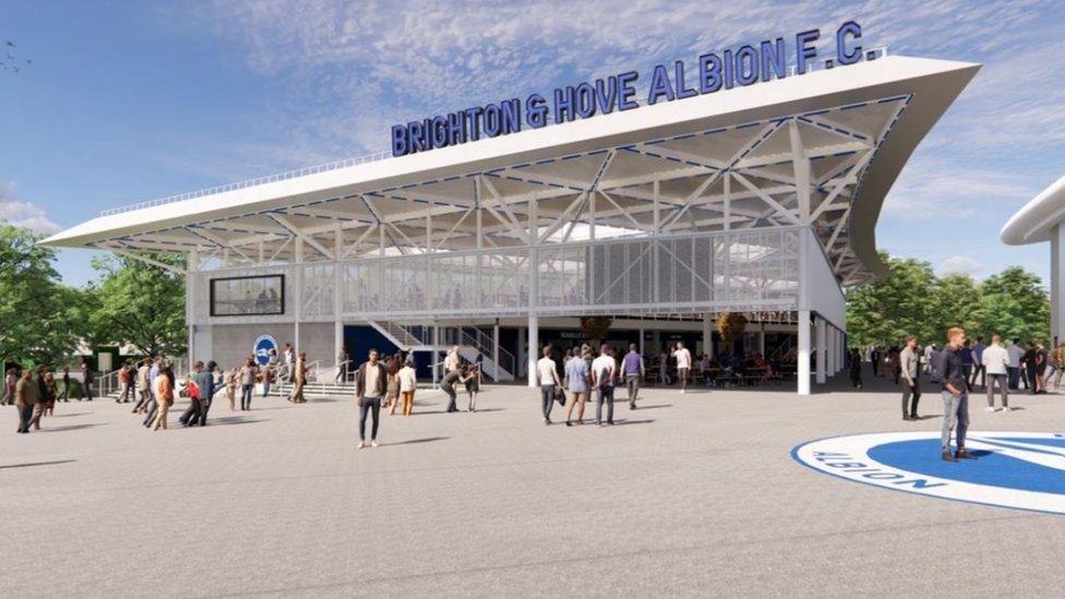 CGI image of proposed fan zone at Brighton & Hove Albion