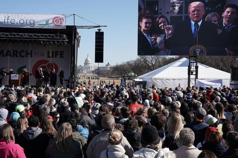 Trump on the jumbo screen