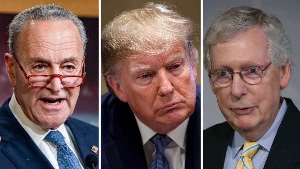 Composite image of Chuck Schumer, Donald Trump and Mitch McConnell