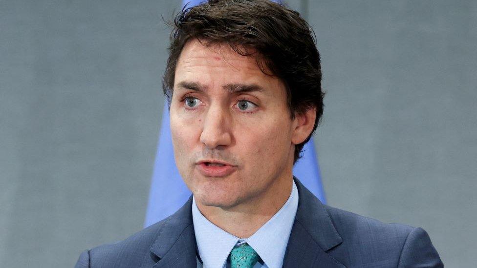 Canadian Prime Minister Justin Trudeau takes questions from reporters during a press conference on the sidelines of the UNGA in New York, U.S., September 21, 2023 as tensions escalate following Canada's announcement that it was "actively pursuing credible allegations" linking Indian government agents to the murder of a Sikh separatist leader in June. REUTERS/Mike Segar