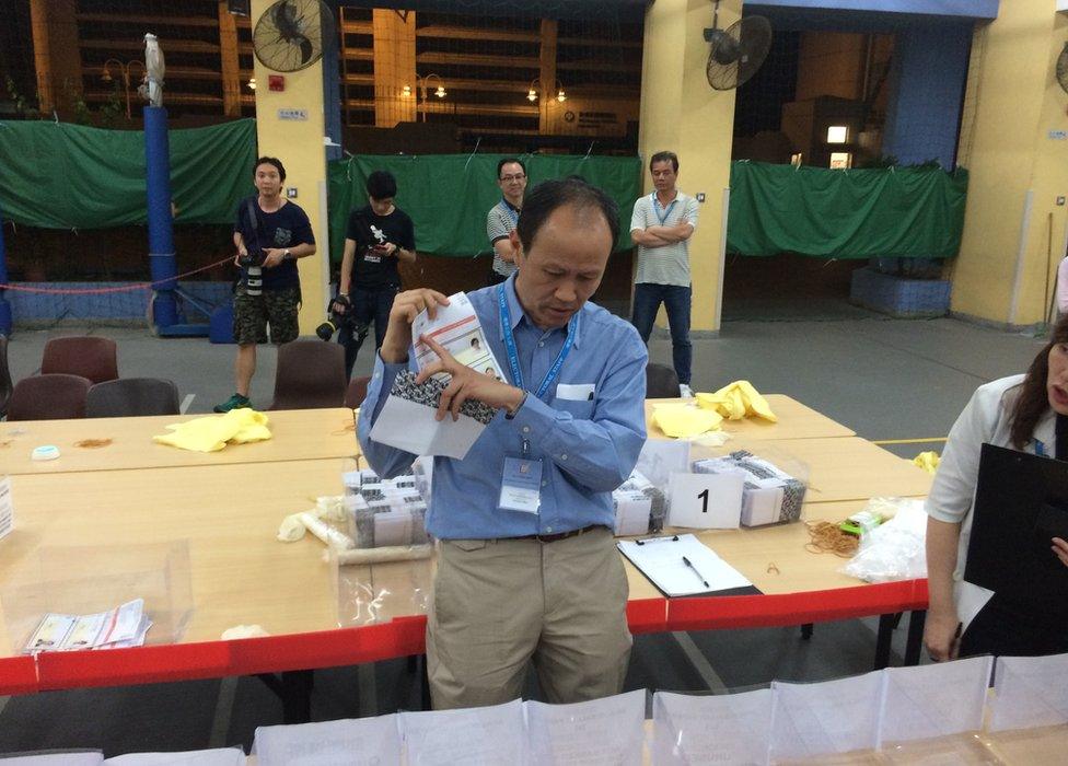 Picture of election official in Hong Kong on 22 November 2015