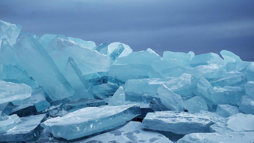 Close-up of sharp slabs of Ice