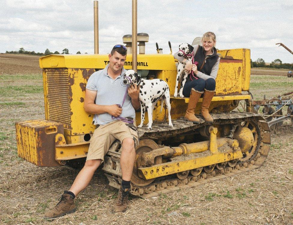 Alec and Chantel with dalmatians Isla and Pebbles