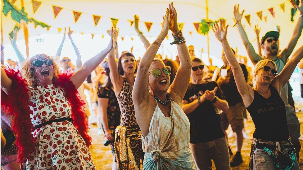 Shindig Weekender festival dancers in tent