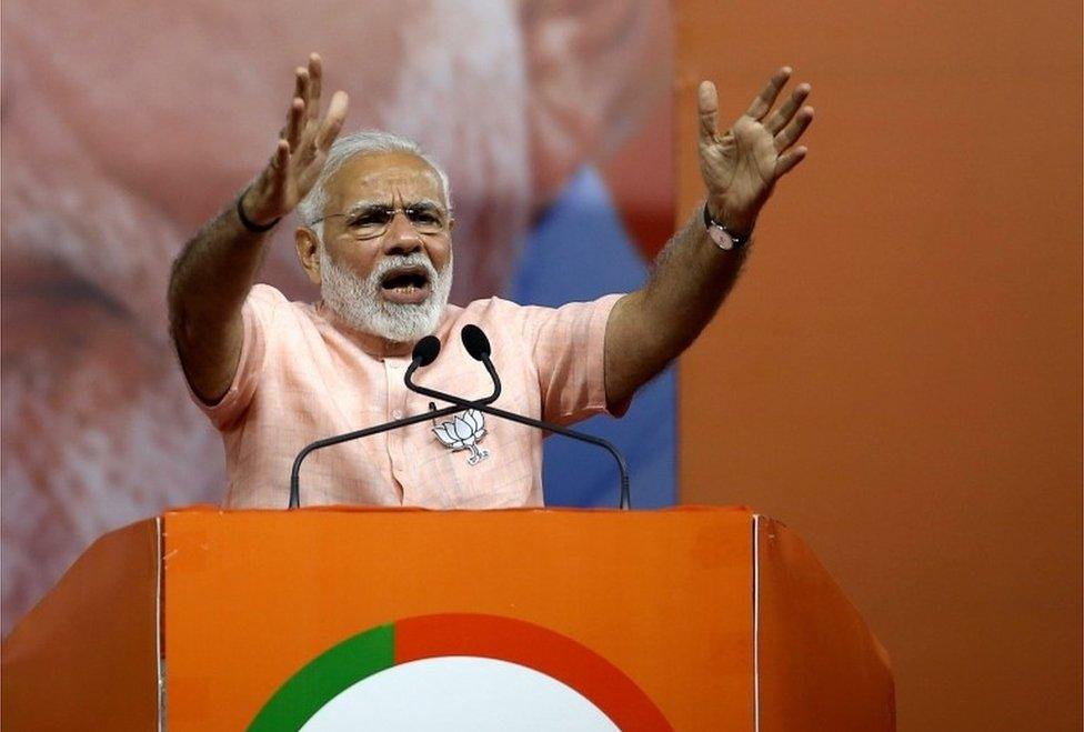 Indian Prime Minister Narendra Modi addresses the Bharatiya Janta Party (BJP) public rally meeting ahead of Karnataka Assembly Election, in Bangalore, India, 08 May 2018