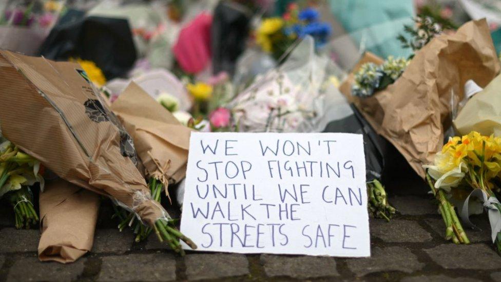 Flowers at Sarah Everard vigil