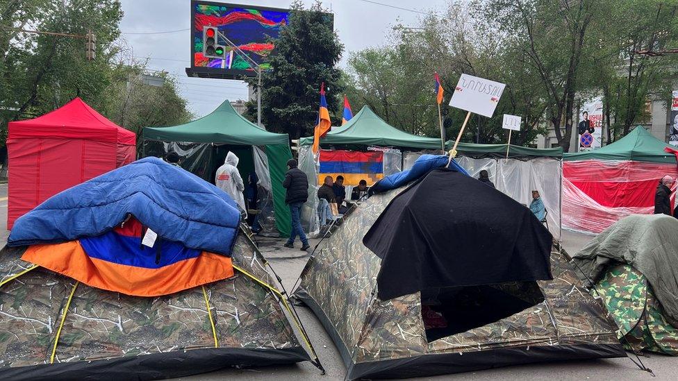 Tent city in Yerevan