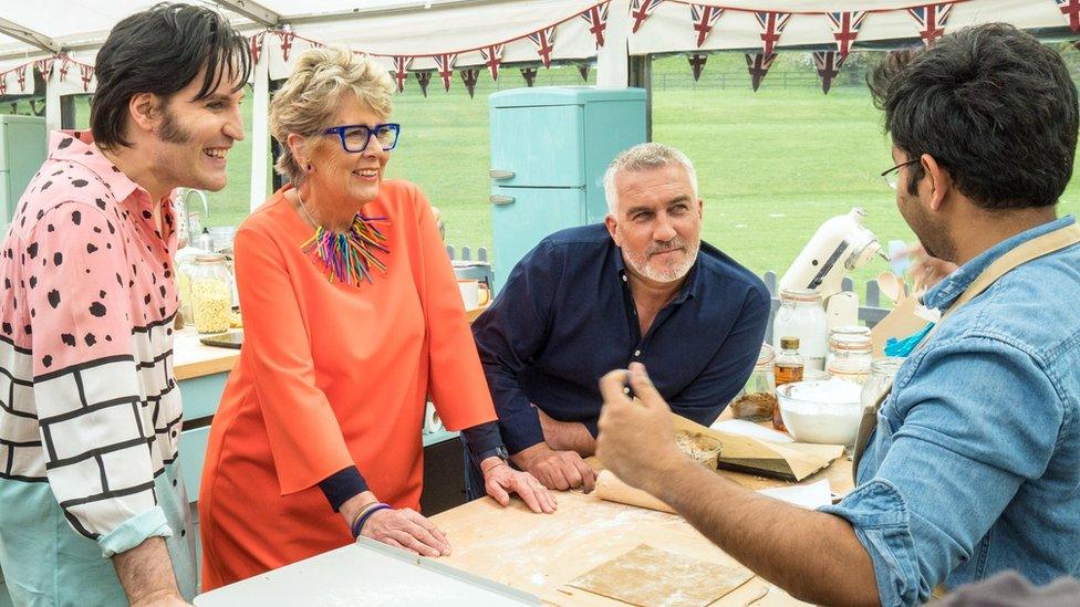 Noel Fielding, Sandi Toksvig and Paul Hollywood