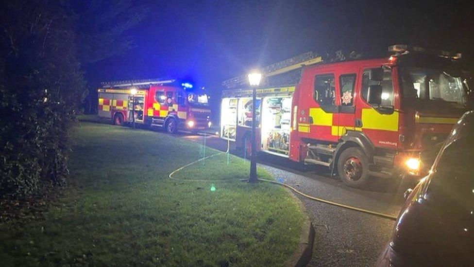 Fire engines outside Sarah McKeown's home