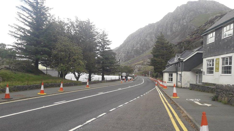 Traffic cones on pavements