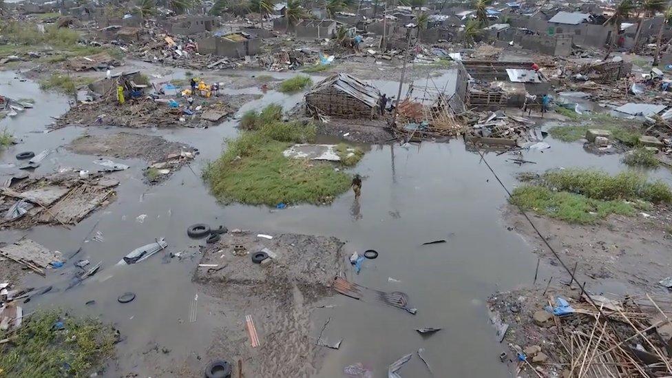 A general view of the damage after a cyclone swept through Beira