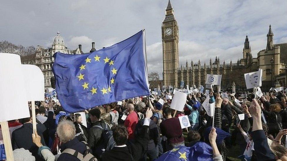 Demonstrators in Parliament Square