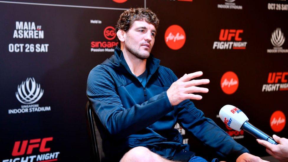 Ben Askren speaks to the media in Singapore on Thursday