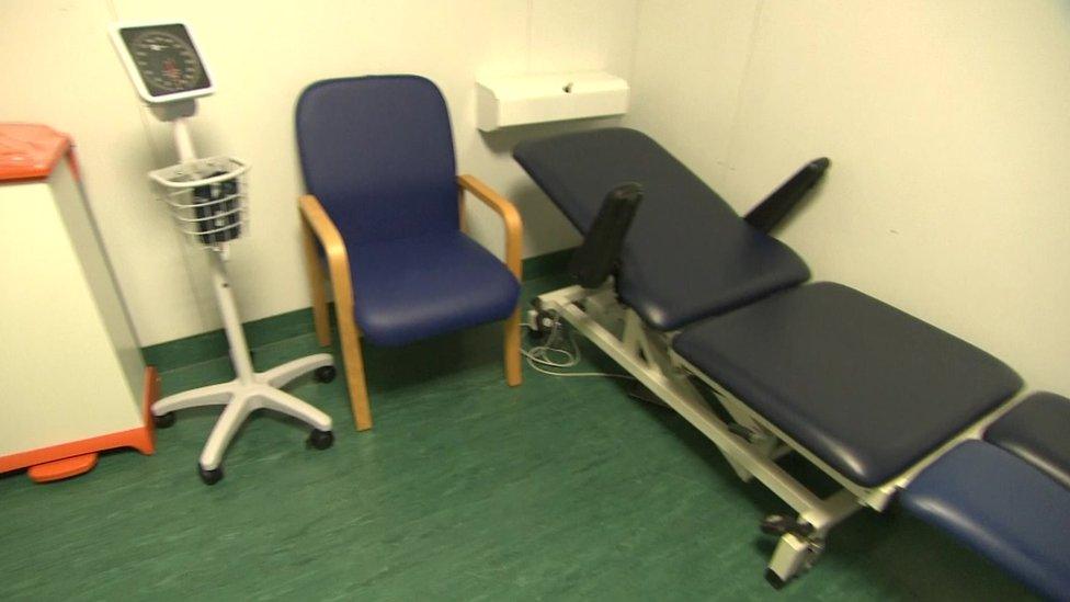 The medical treatment room onboard