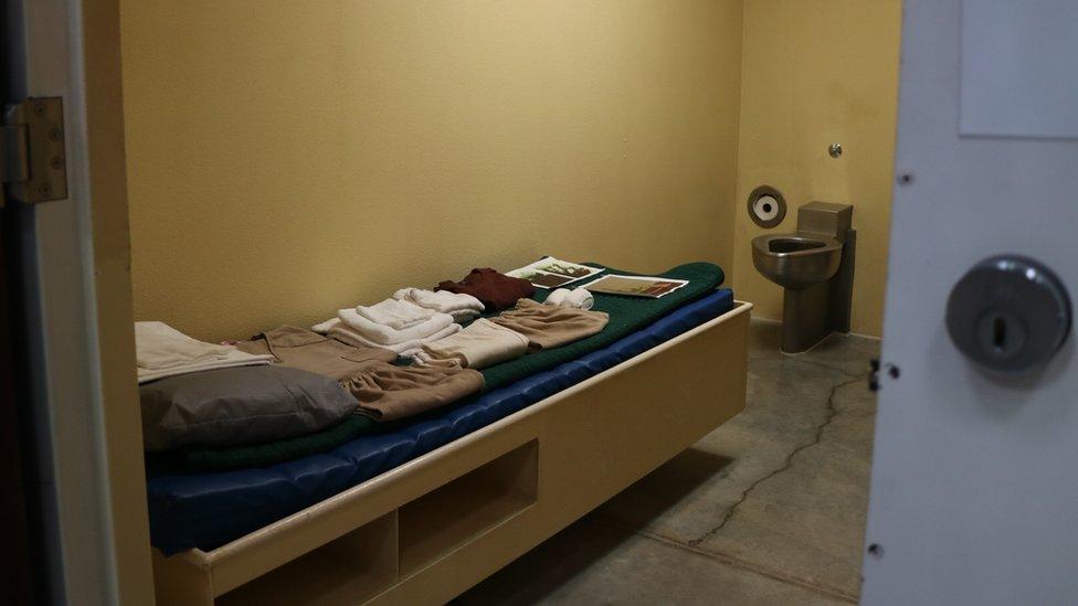 Inside a cell in Camp Six at Guantanamo Bay