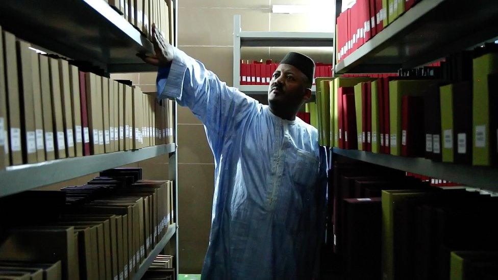 Dr Abdel Kader Haidara in the library