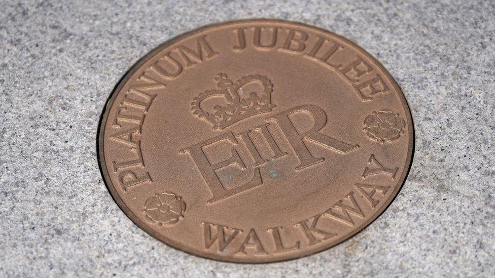 A marker at the end of the new Platinum Jubilee Walkway