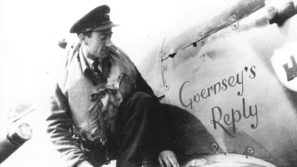 Herbie Machon with his Spitfire named Guernsey's Reply