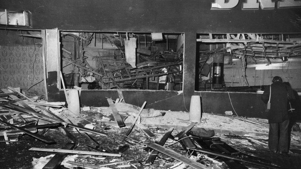 Debris and wreckage at the Mulberry Bush pub